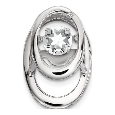 Sterling Silver CZ April Birthstone Slide Pendant