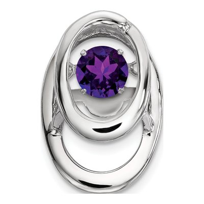 Sterling Silver Amethyst February Birthstone Slide Pendant