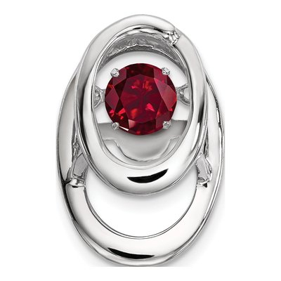 Sterling Silver Ruby July Birthstone Slide Pendant