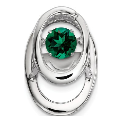 Sterling Silver Emerald Birthstone Slide Pendant