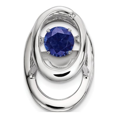 Sterling Silver Lab-Created Sapphire September Birthstone Slide Pendant