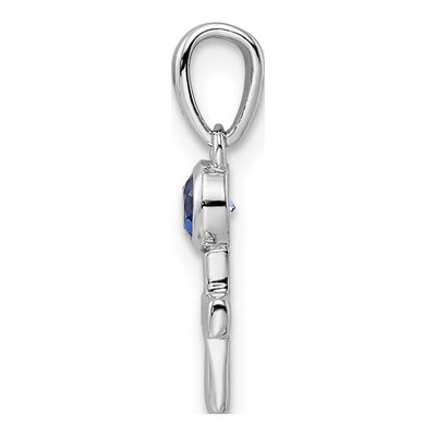 Sterling Silver Lab-Created Sapphire Cross Pendant – view 3