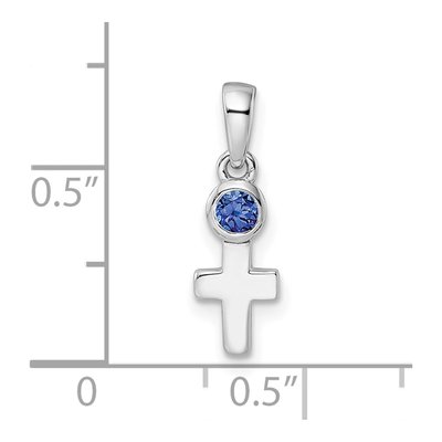 Sterling Silver Lab-Created Sapphire Cross Pendant – view 4