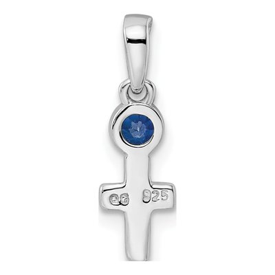 Sterling Silver Lab-Created Sapphire Cross Pendant – view 5