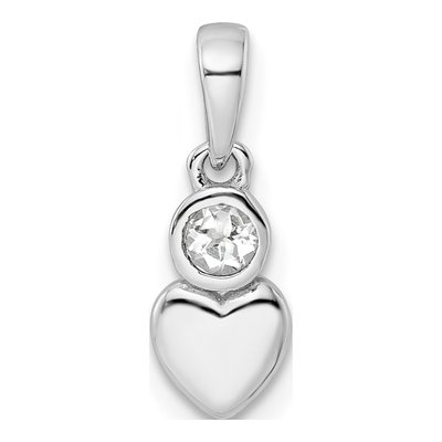 Sterling Silver White Topaz Heart Pendant