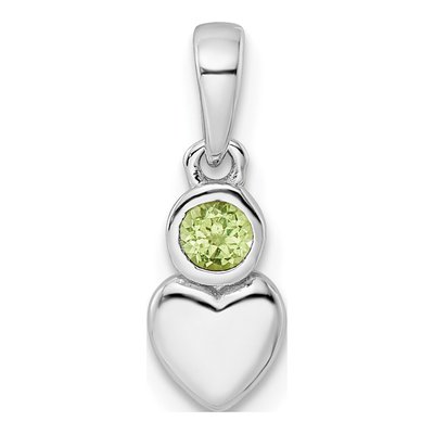 Sterling Silver Peridot Heart Pendant