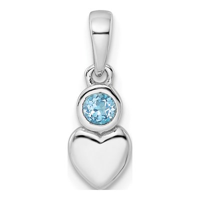 Sterling Silver Sky Blue Topaz Heart Pendant