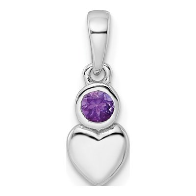 Sterling Silver Amethyst Heart Pendant