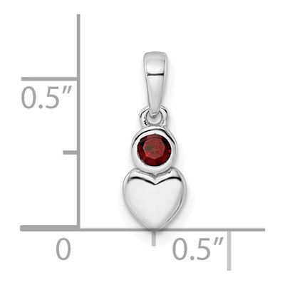 Sterling Silver Garnet Heart Pendant – view 4
