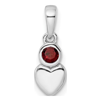 Sterling Silver Garnet Heart Pendant