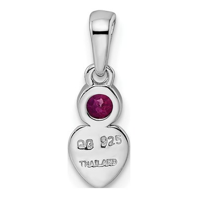 Sterling Silver Lab-Created Ruby Heart Pendant – view 5