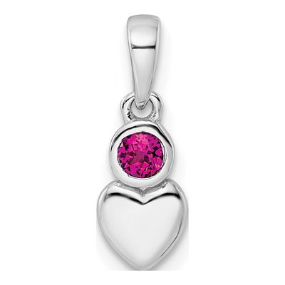 Sterling Silver Lab-Created Ruby Heart Pendant