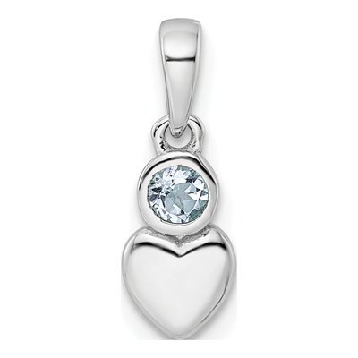Sterling Silver Aquamarine Heart Pendant