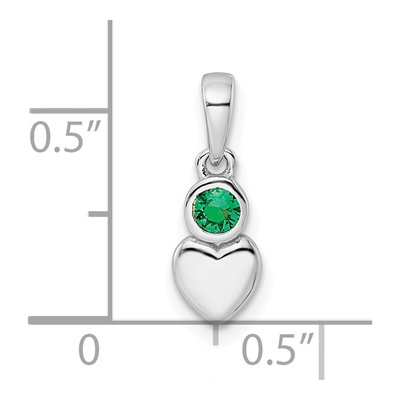 Sterling Silver Lab-Created Emerald Heart Pendant – view 4