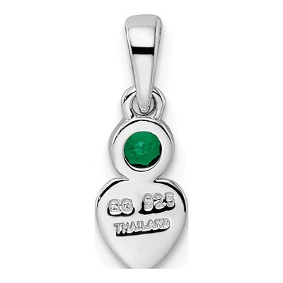 Sterling Silver Lab-Created Emerald Heart Pendant – view 5