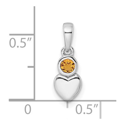 Sterling Silver Citrine Heart Pendant | November Birthstone – view 4
