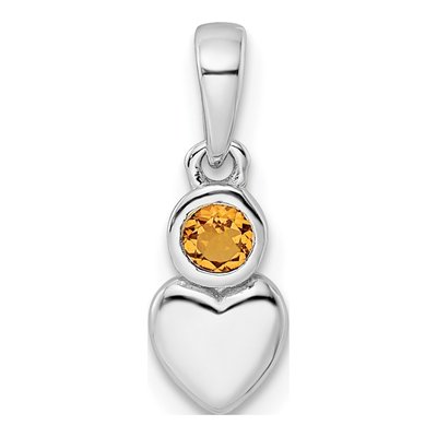 Sterling Silver Citrine Heart Pendant