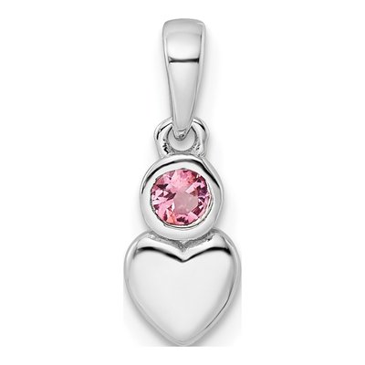 Sterling Silver Pink Tourmaline Heart Pendant