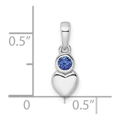 Sterling Silver Lab-Created Sapphire Heart Pendant – view 4