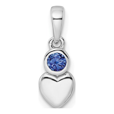Sterling Silver Lab-Created Sapphire Heart Pendant