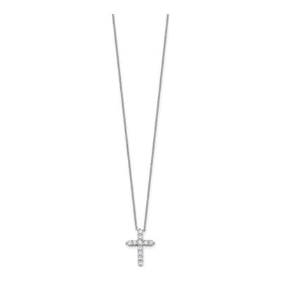 Sterling Silver CZ April Birthstone Cross Necklace – view 3