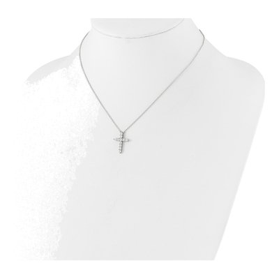 Sterling Silver CZ April Birthstone Cross Necklace – view 4