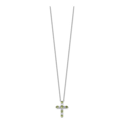 Sterling Silver CZ August Birthstone Cross Necklace – view 3