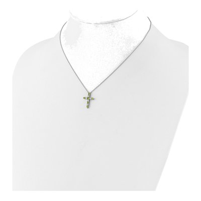Sterling Silver CZ August Birthstone Cross Necklace – view 4