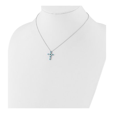 Sterling Silver CZ December Birthstone Cross Necklace – view 4