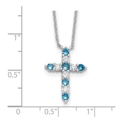 Sterling Silver CZ December Birthstone Cross Necklace – view 5