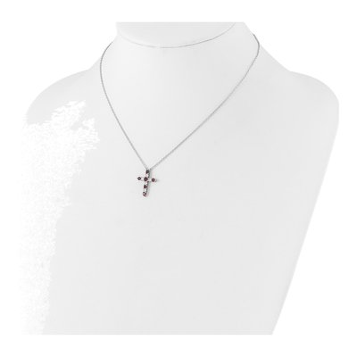 Sterling Silver CZ February Birthstone Cross Necklace – view 4