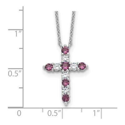 Sterling Silver CZ February Birthstone Cross Necklace – view 5