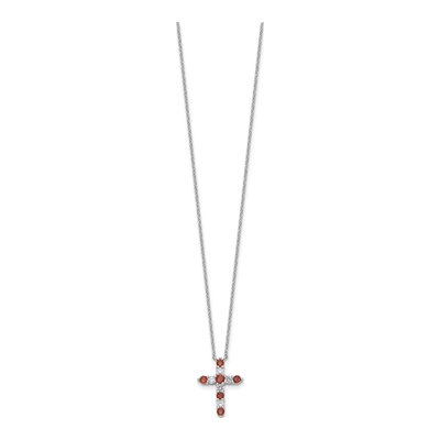 Sterling Silver CZ January Birthstone Cross Necklace – view 3