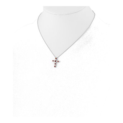 Sterling Silver CZ January Birthstone Cross Necklace – view 4