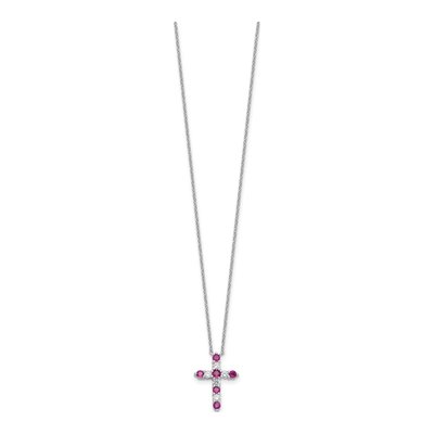 Sterling Silver CZ July Birthstone Cross Necklace – view 3