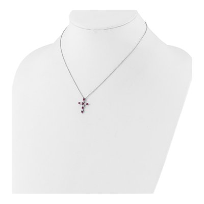 Sterling Silver CZ July Birthstone Cross Necklace – view 4