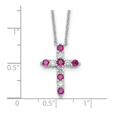 Sterling Silver CZ July Birthstone Cross Necklace – view 5