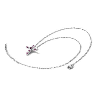 Sterling Silver CZ July Birthstone Cross Necklace – view 6