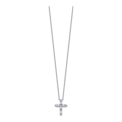 Sterling Silver CZ June Birthstone Cross Necklace – view 3