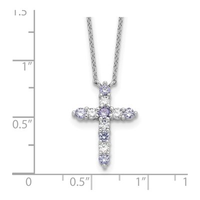 Sterling Silver CZ June Birthstone Cross Necklace – view 5