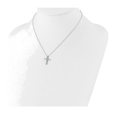 Sterling Silver CZ March Birthstone Cross Necklace – view 4