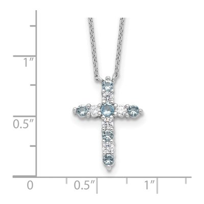 Sterling Silver CZ March Birthstone Cross Necklace – view 5