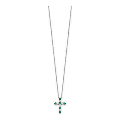 Sterling Silver CZ May Birthstone Cross Necklace – view 3
