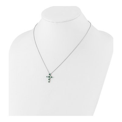 Sterling Silver CZ May Birthstone Cross Necklace – view 4