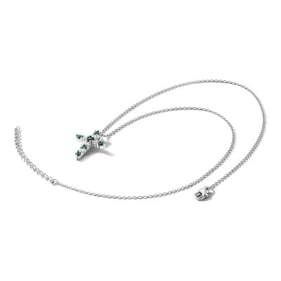 Sterling Silver CZ May Birthstone Cross Necklace – view 6