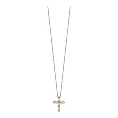 Sterling Silver CZ November Birthstone Cross Necklace – view 3