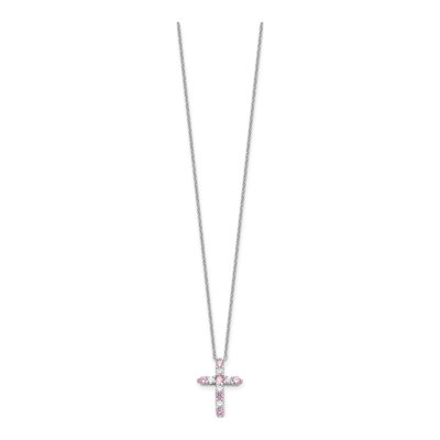 Sterling Silver CZ Cross Necklace – view 3
