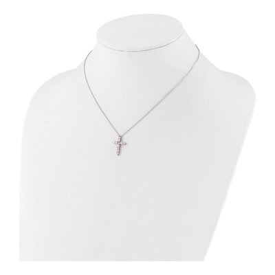Sterling Silver CZ Cross Necklace – view 4