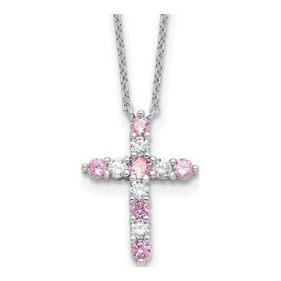 Sterling Silver CZ Cross Necklace