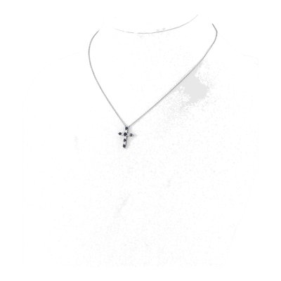 Sterling Silver CZ September Birthstone Cross Necklace – view 4